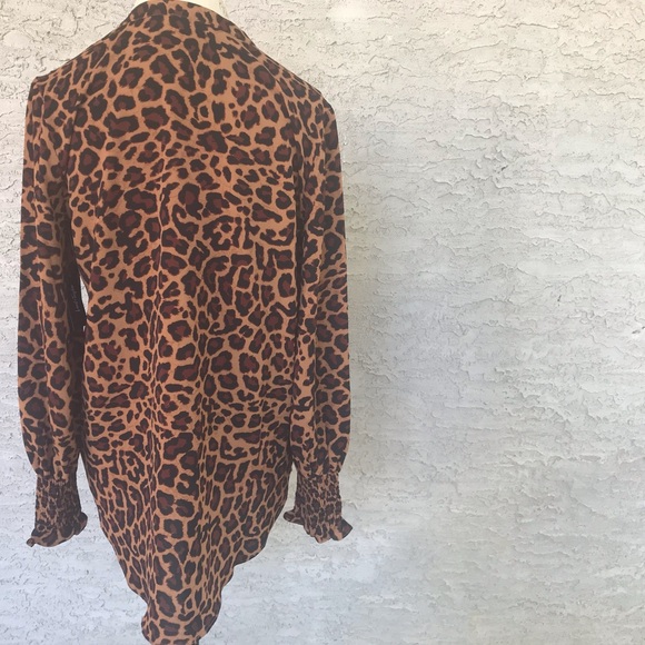 LORD & TAYLOR NWT Animal Print Oversized Tunic Top Brown Black  Leopard Print - Picture 2 of 6